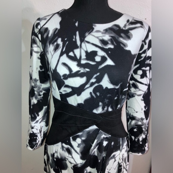 Adrianna Papell from Nordstroms Black&White Midi Dress Form Flattering waist W10 - Picture 5 of 10